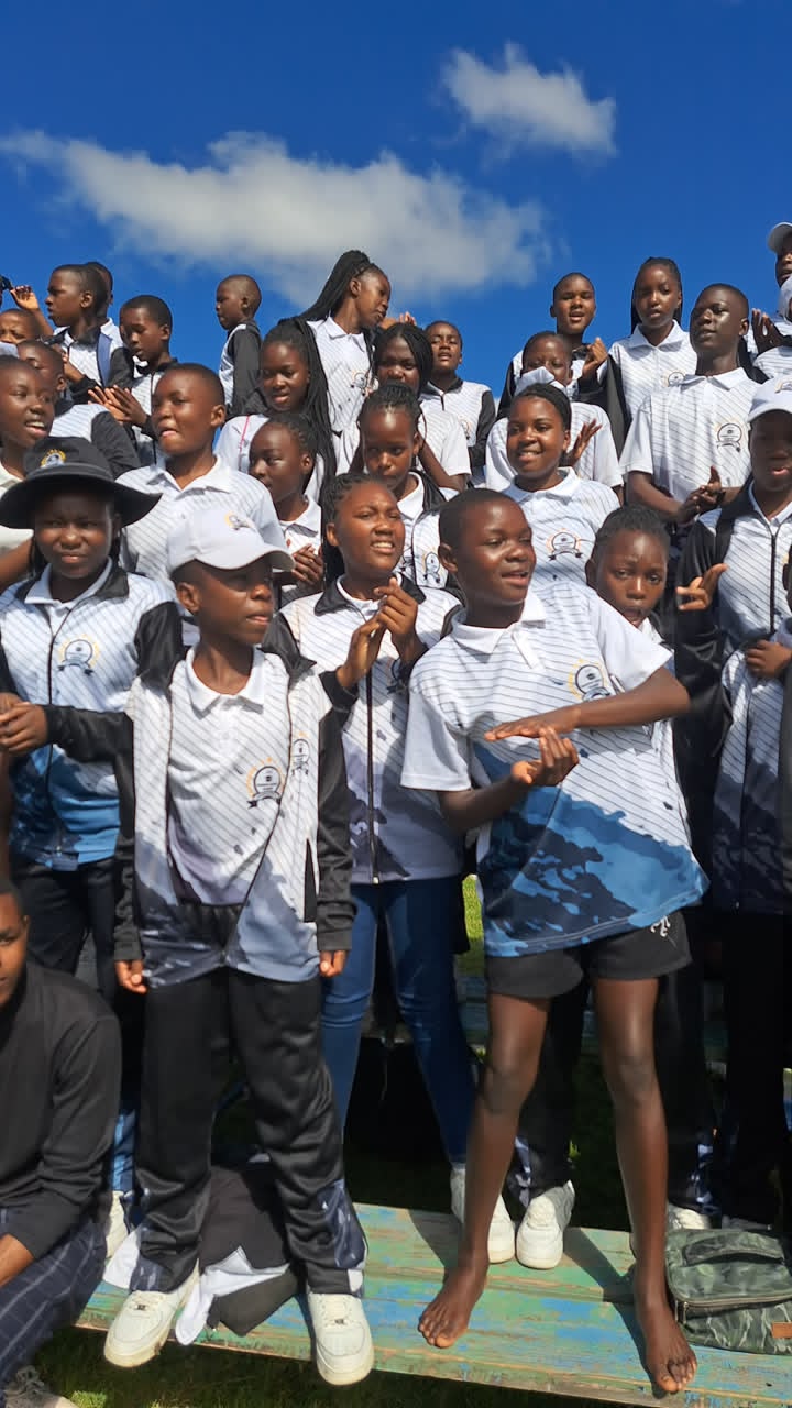 Harmony Heights learners assembled in school sportswear on sports day